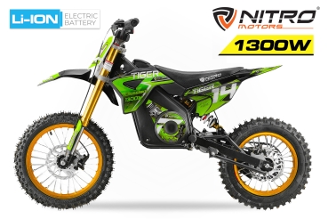 NITRO MOTORS 1300W 13Ah Lithium Eco midi Kinder Dirtbike Tiger DLX 14"